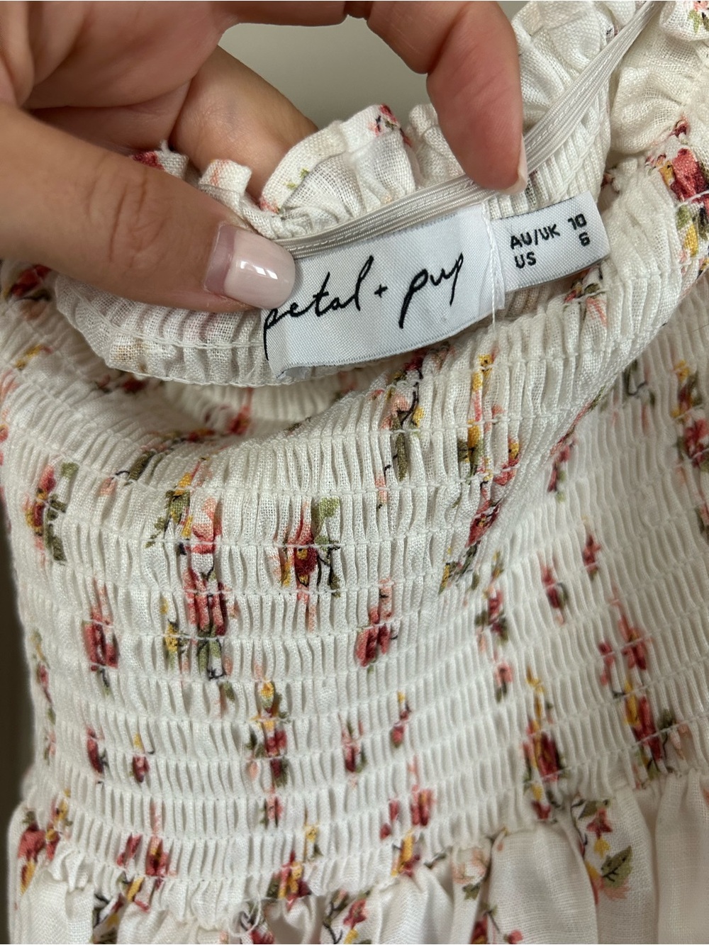 Petal & Pup White Floral Smocked Dress with Pink & Yellow Blooms - Picture 2 of 2